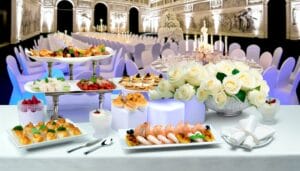 elegant buffet style wedding reception
